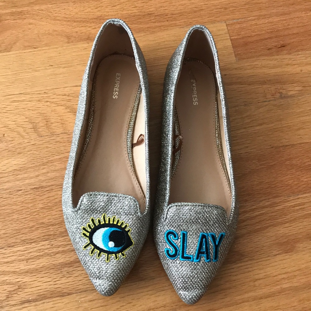 Gold Glitter Flat Shoes